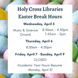 The schedule with a background of Easter eggs.