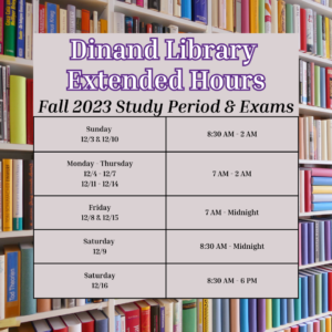 Dinand Library Extended Hours https://holycross.libcal.com/hours